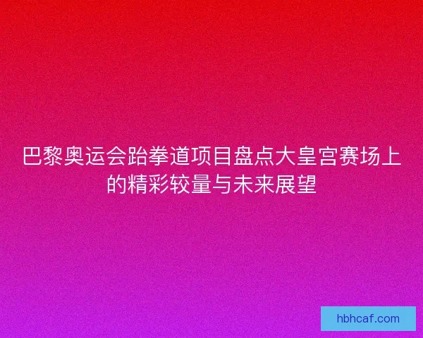 巴黎奥运会跆拳道项目盘点大皇宫赛场上的精彩较量与未来展望
