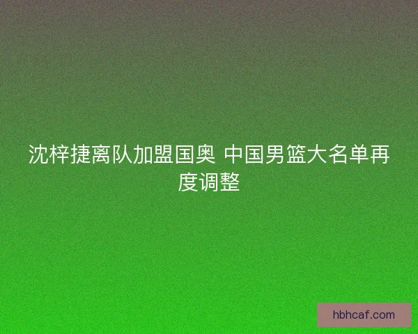 沈梓捷离队加盟国奥 中国男篮大名单再度调整