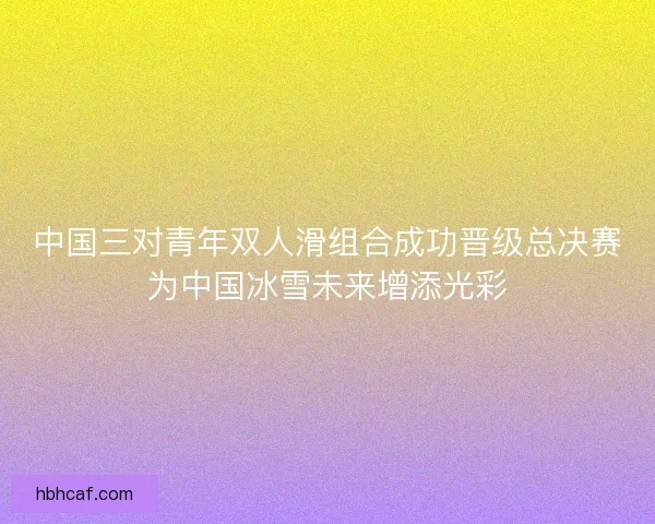 中国三对青年双人滑组合成功晋级总决赛为中国冰雪未来增添光彩 中国三对青年双人滑组合成功晋级总决赛为中国冰雪未来增添光彩