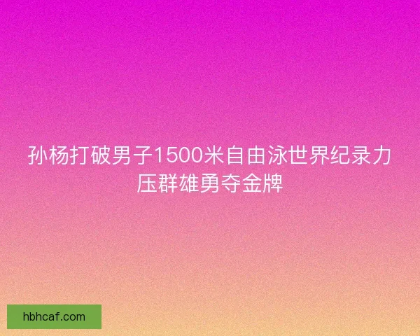 孙杨打破男子1500米自由泳世界纪录力压群雄勇夺金牌