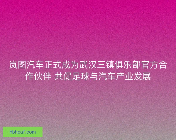 岚图汽车正式成为武汉三镇俱乐部官方合作伙伴 共促足球与汽车产业发展