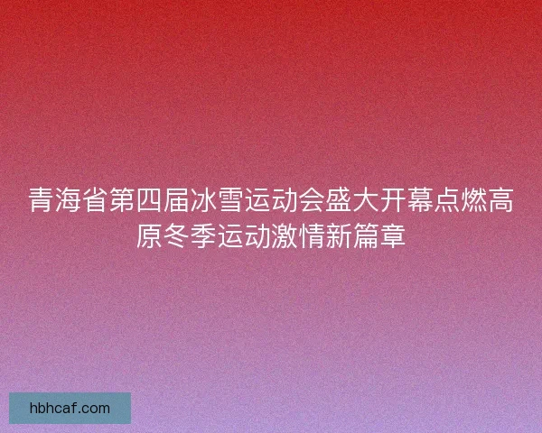 青海省第四届冰雪运动会盛大开幕点燃高原冬季运动激情新篇章